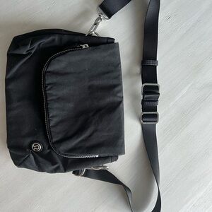 Black Messenger Bag with Adjustable Strap and Medium Size